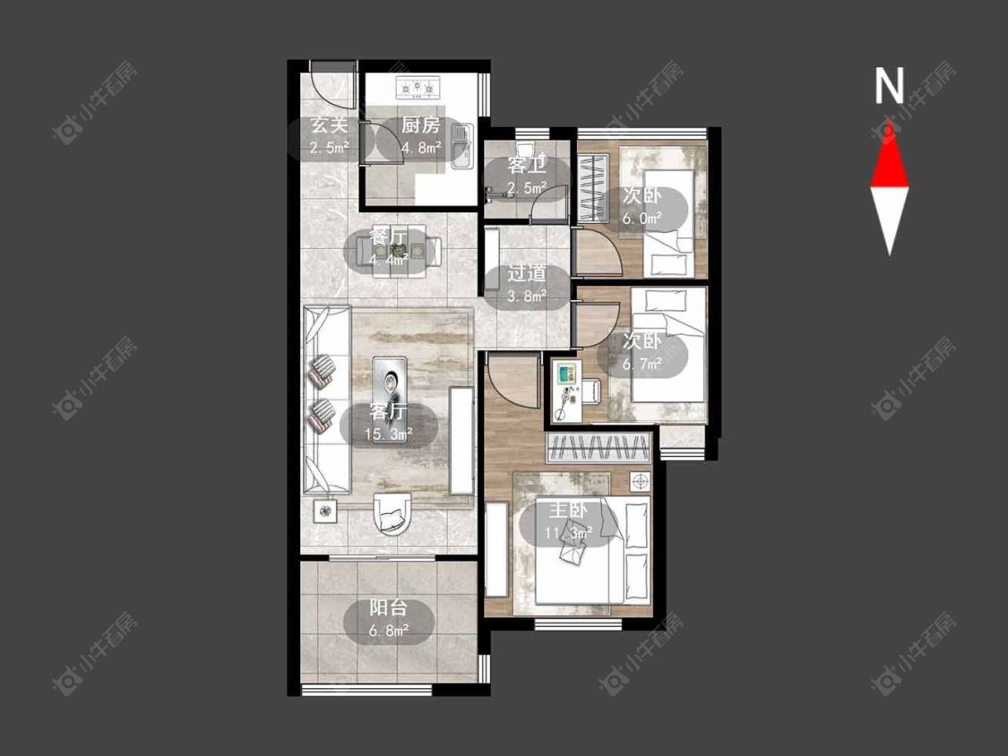 常州新城帝景南区在售二手房源户型图_小牛看房