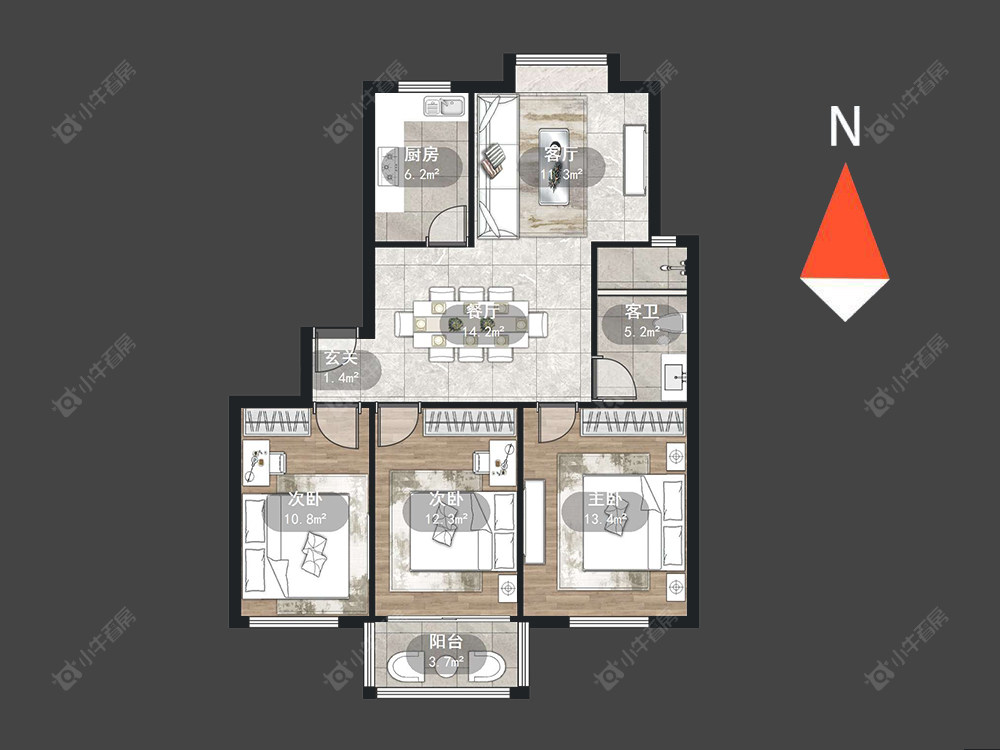 花之园房源户型图 常州花之园在售二手房源户型图_小牛看房