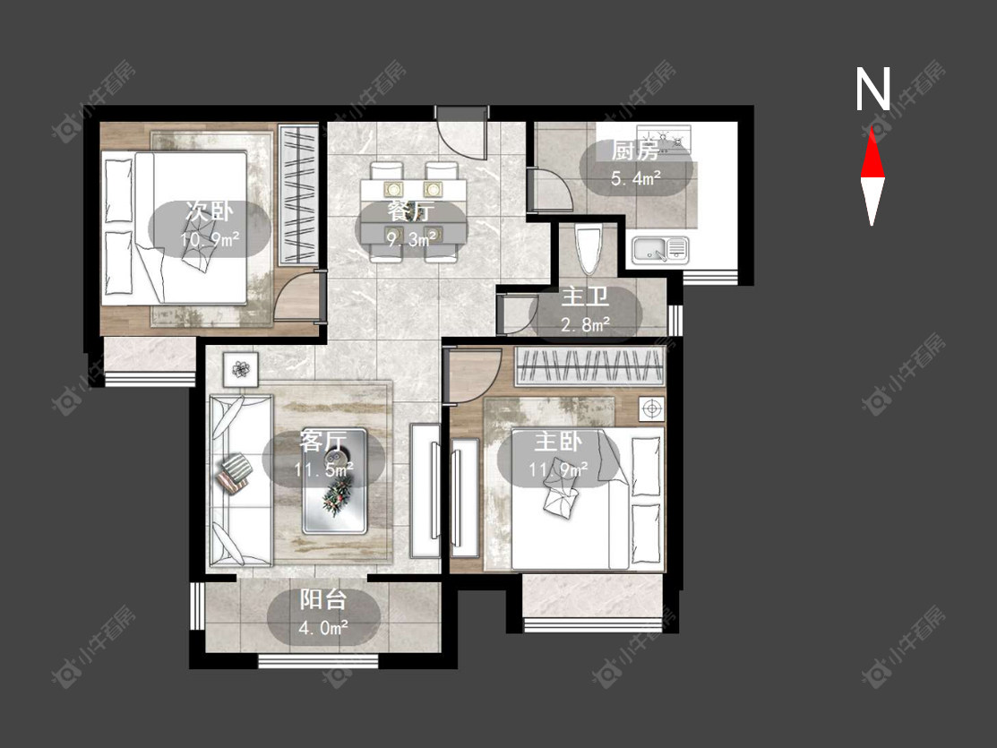 常州水岸花语在售二手房源户型图_小牛看房