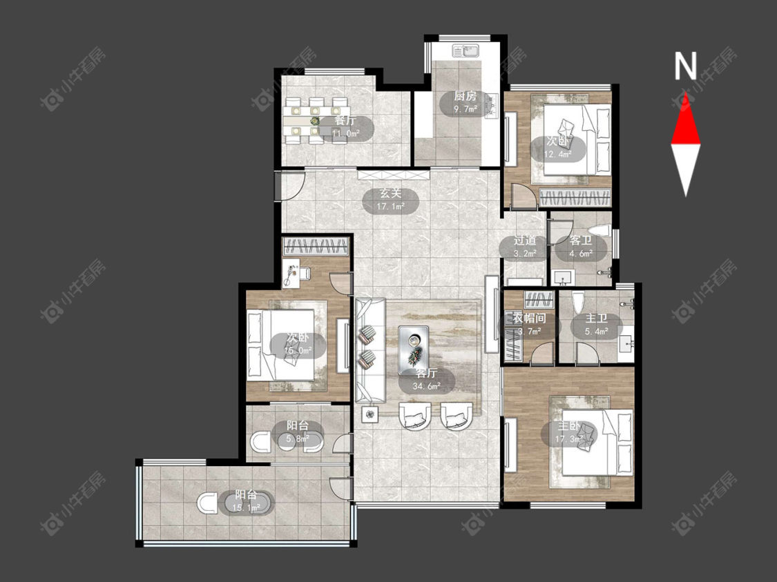 路劲城三期房源户型图 常州路劲城三期在售二手房源户型图_小牛看房