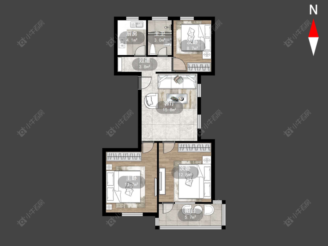 常州西新桥三村在售二手房源户型图_小牛看房