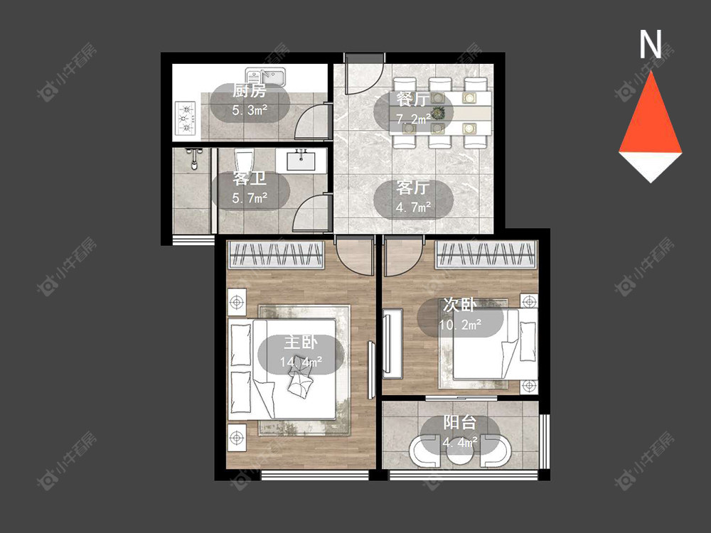 常州莱蒙城铂晶在售二手房源户型图_小牛看房