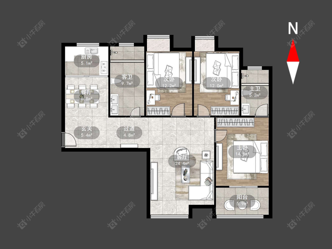 常州百草苑在售二手房源户型图_小牛看房