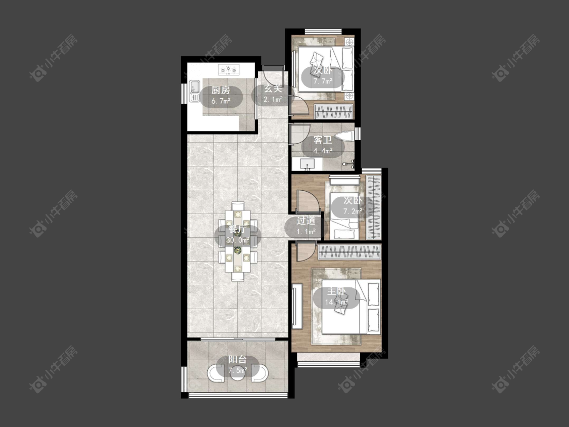 丹阳恒大名都二三期在售二手房源户型图_小牛看房