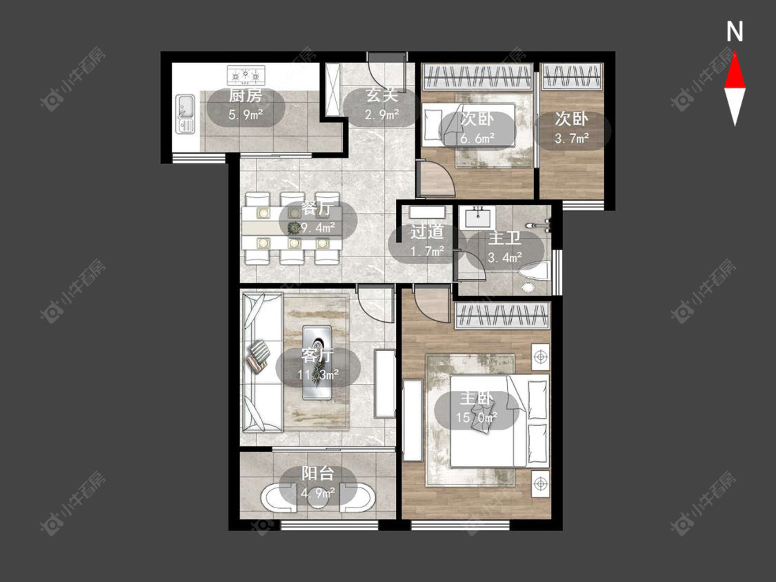 常州雨润城在售二手房源户型图_小牛看房