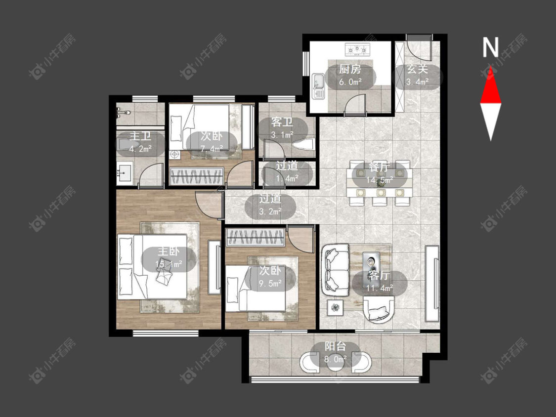 常州观湖名轩在售二手房源户型图_小牛看房