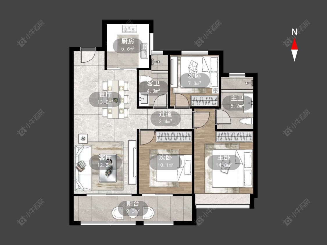 新城萃隽房源户型图 常州新城萃隽在售二手房源户型图_小牛看房