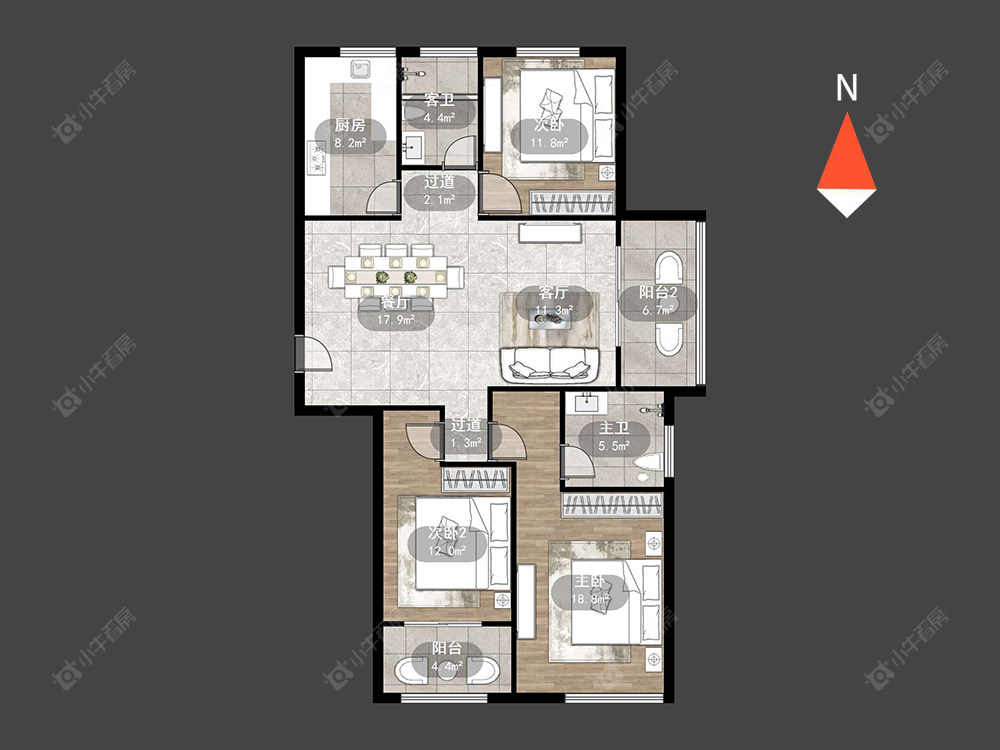 常州长河花园在售二手房源户型图_小牛看房