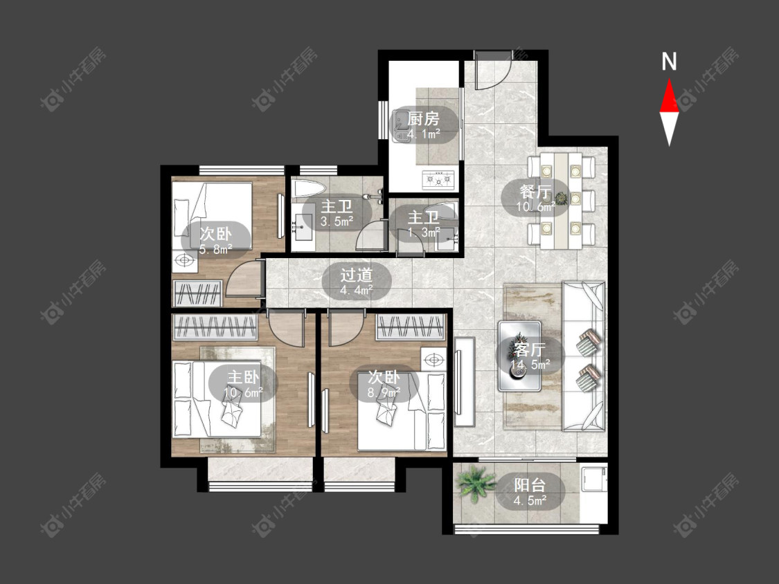 融创滨湖御园房源户型图 常州融创滨湖御园在售二手房源户型图_小牛看房