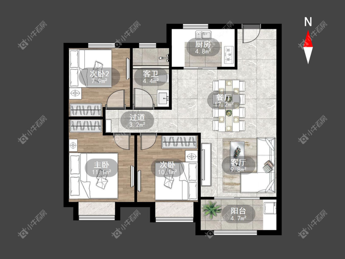 常州万科四季都会在租房源户型图_小牛看房