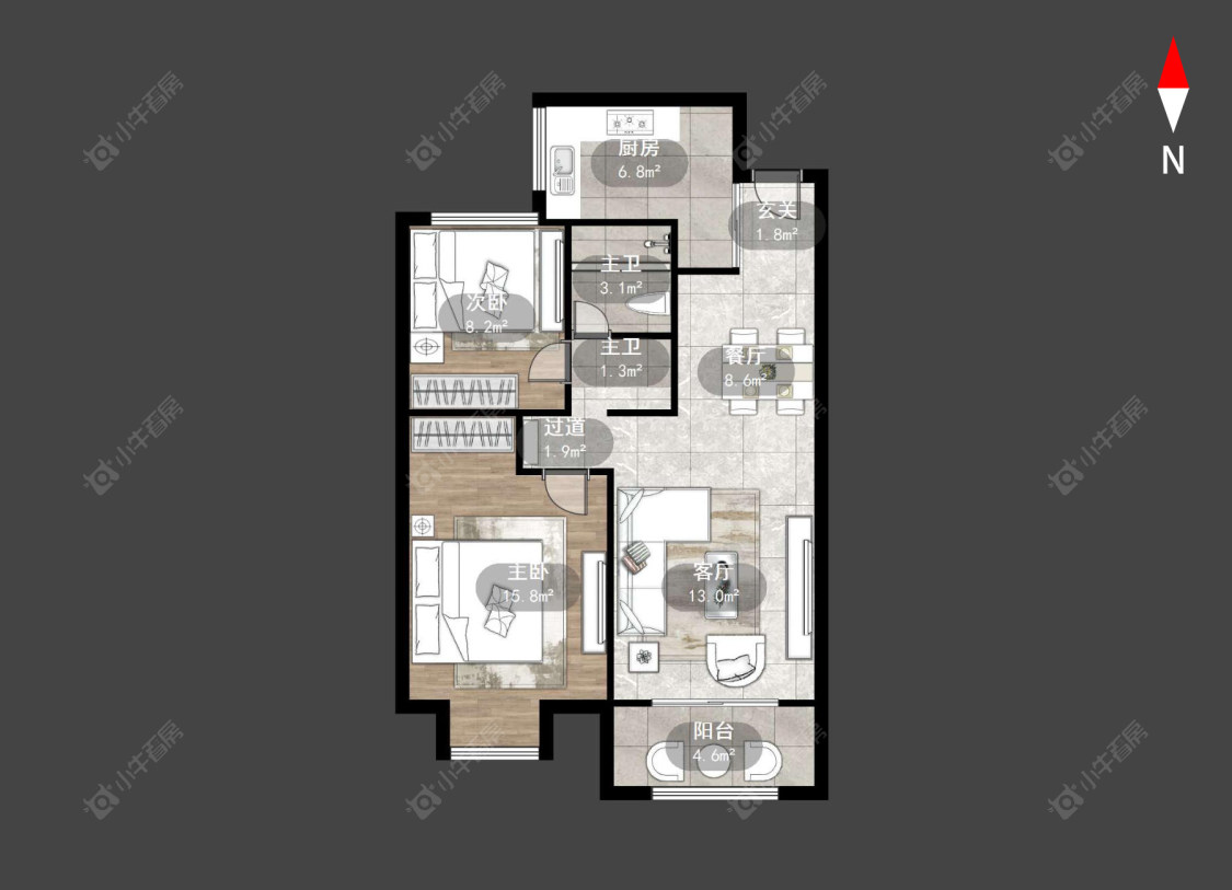 常州九洲新世界公馆在售二手房源户型图_小牛看房