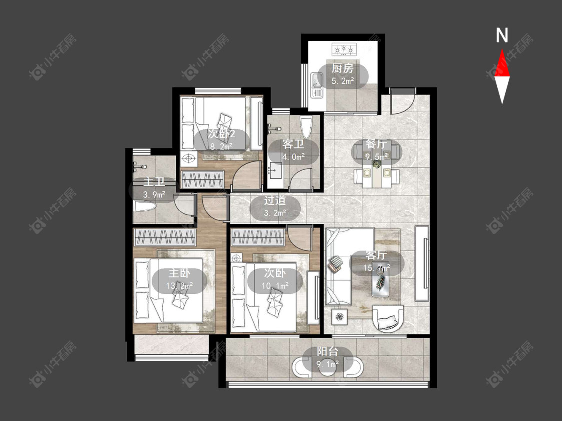 常州中梁金科启宸在售二手房源户型图_小牛看房