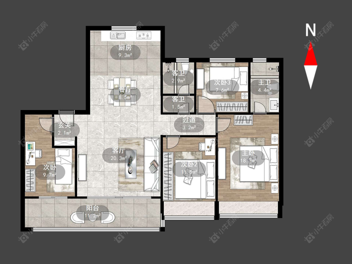 常州龙湖华盛·天曜在售二手房源户型图_小牛看房