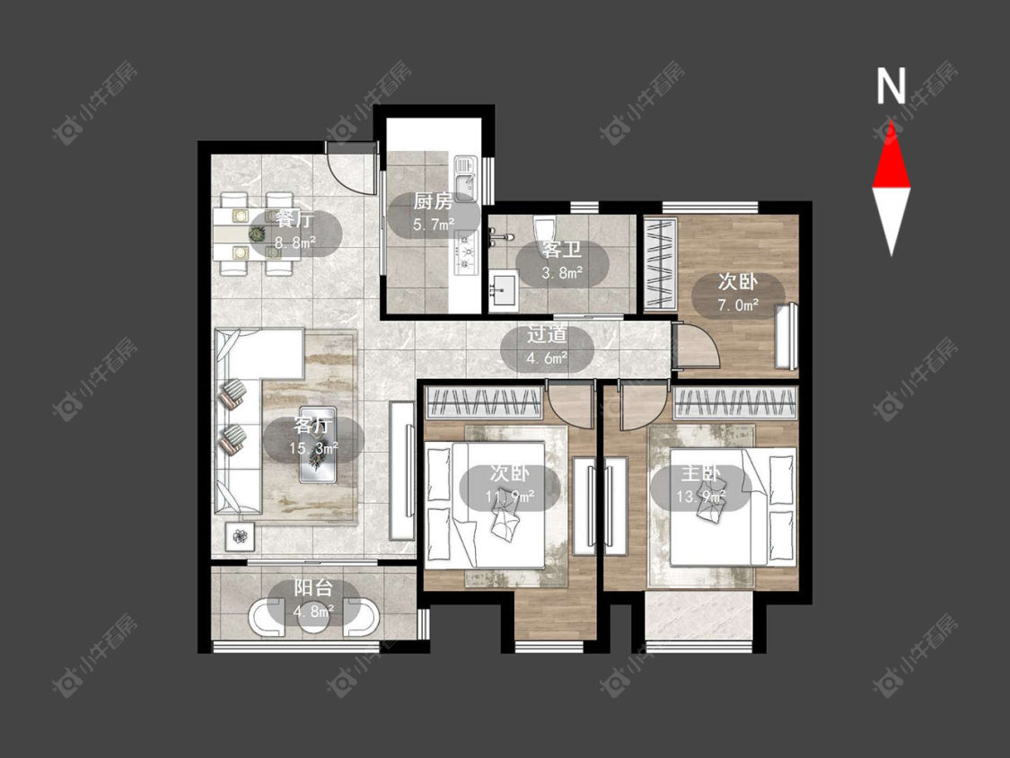 常州世茂香槟湖四期在售二手房源户型图_小牛看房