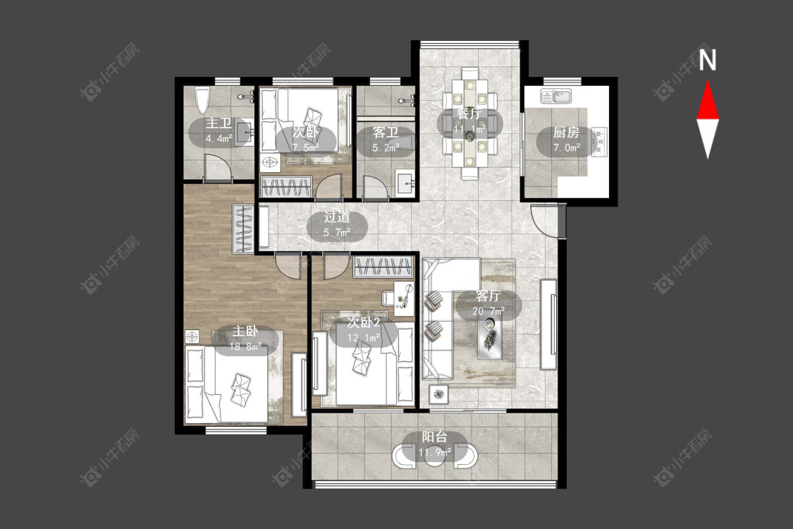 常州长河花园在售二手房源户型图_小牛看房
