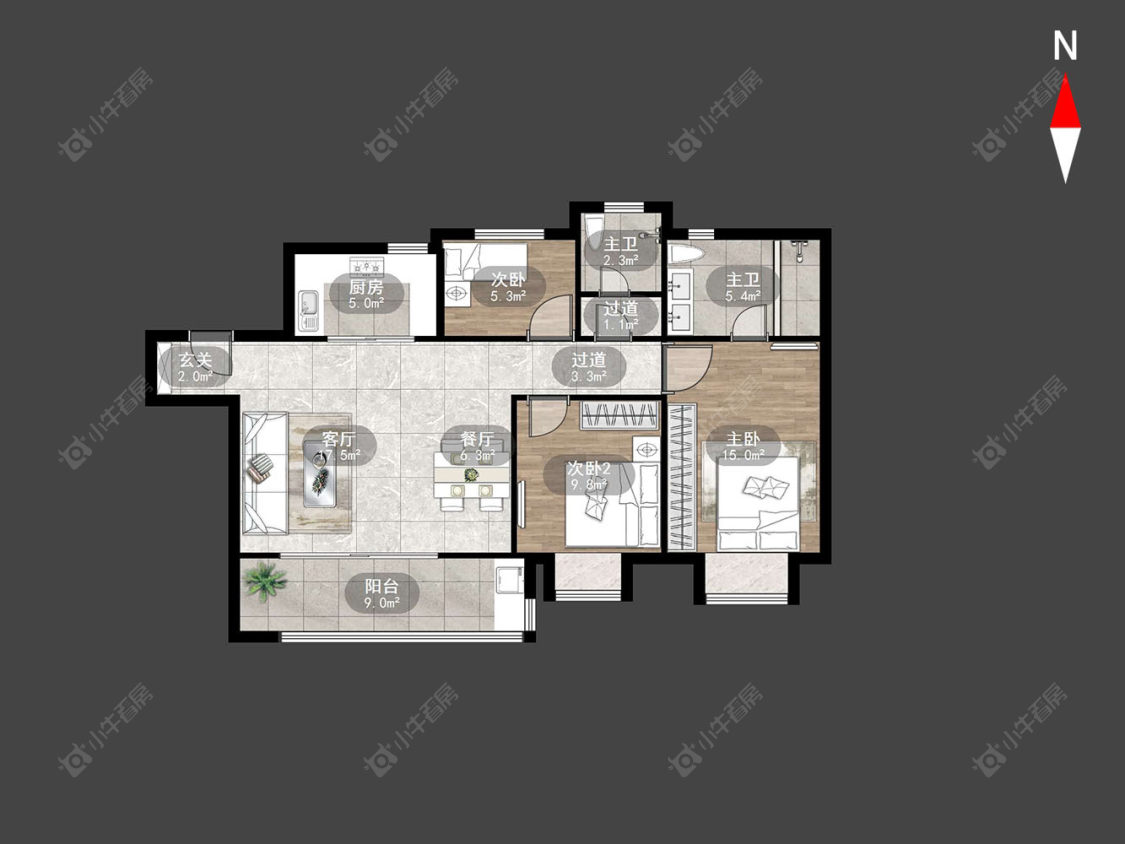 常州中南红玺台在售二手房源户型图_小牛看房