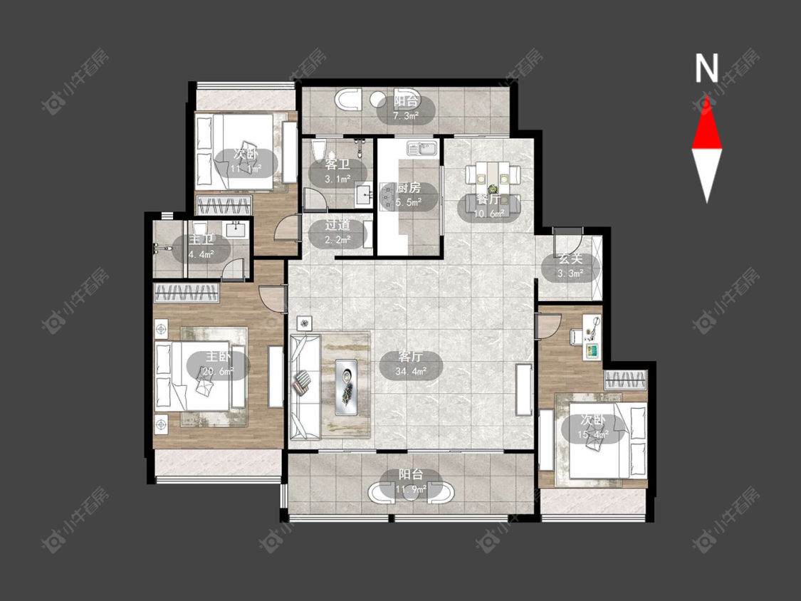 常州阳光城禹洲宸悦在售二手房源户型图_小牛看房