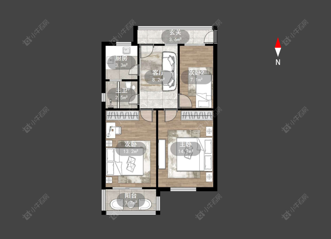 常州浦北新村在售二手房源户型图_小牛看房