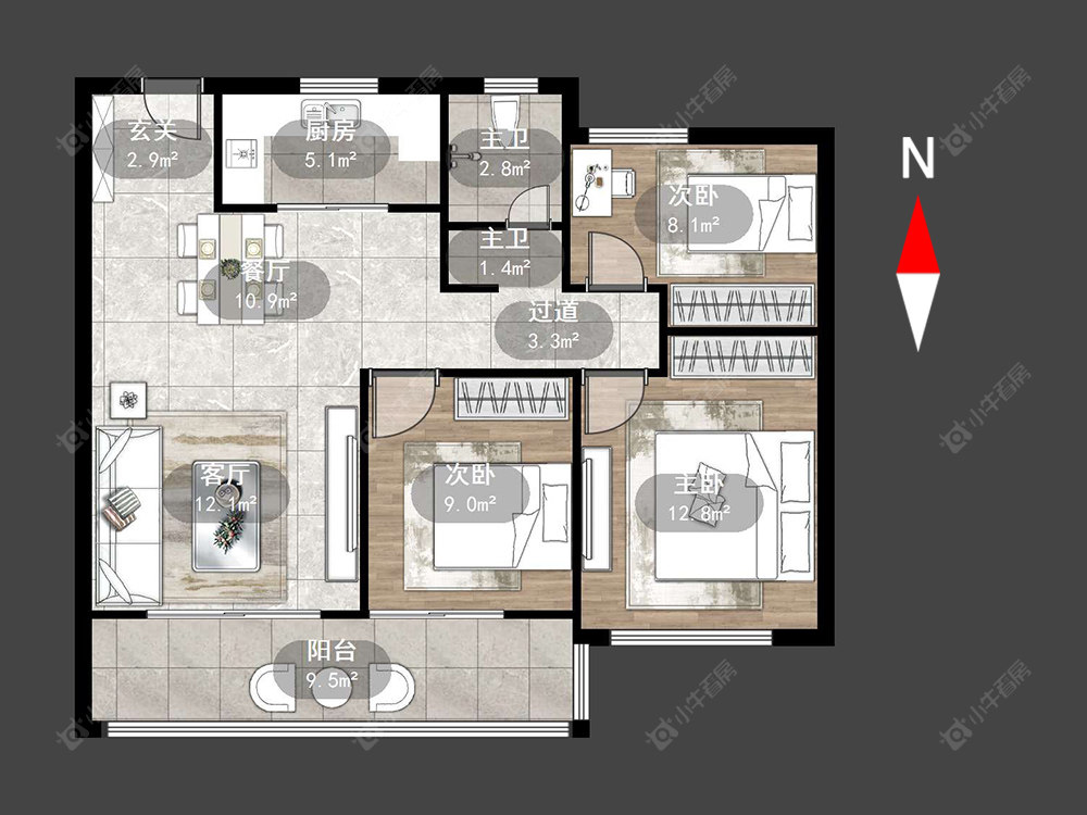 常州建源西江月在售二手房源户型图_小牛看房