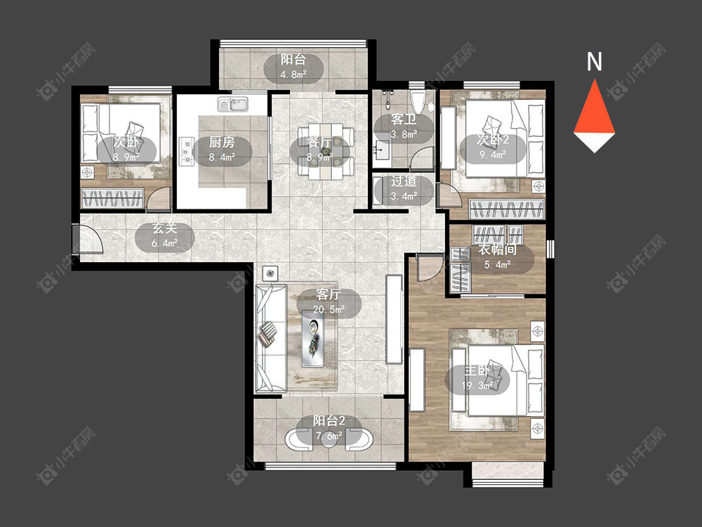 常州万达中央华城在售二手房源户型图_小牛看房