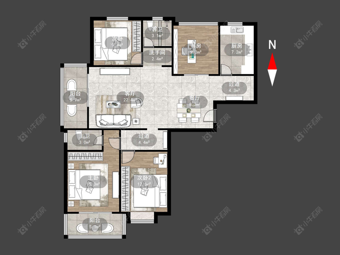 常州滨江明珠城东区在售二手房源户型图_小牛看房
