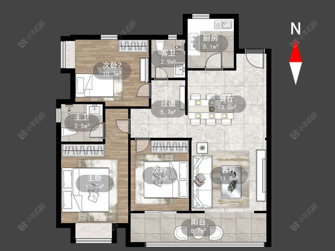 常州牡丹招商公园学府在售二手房源户型图_小牛看房