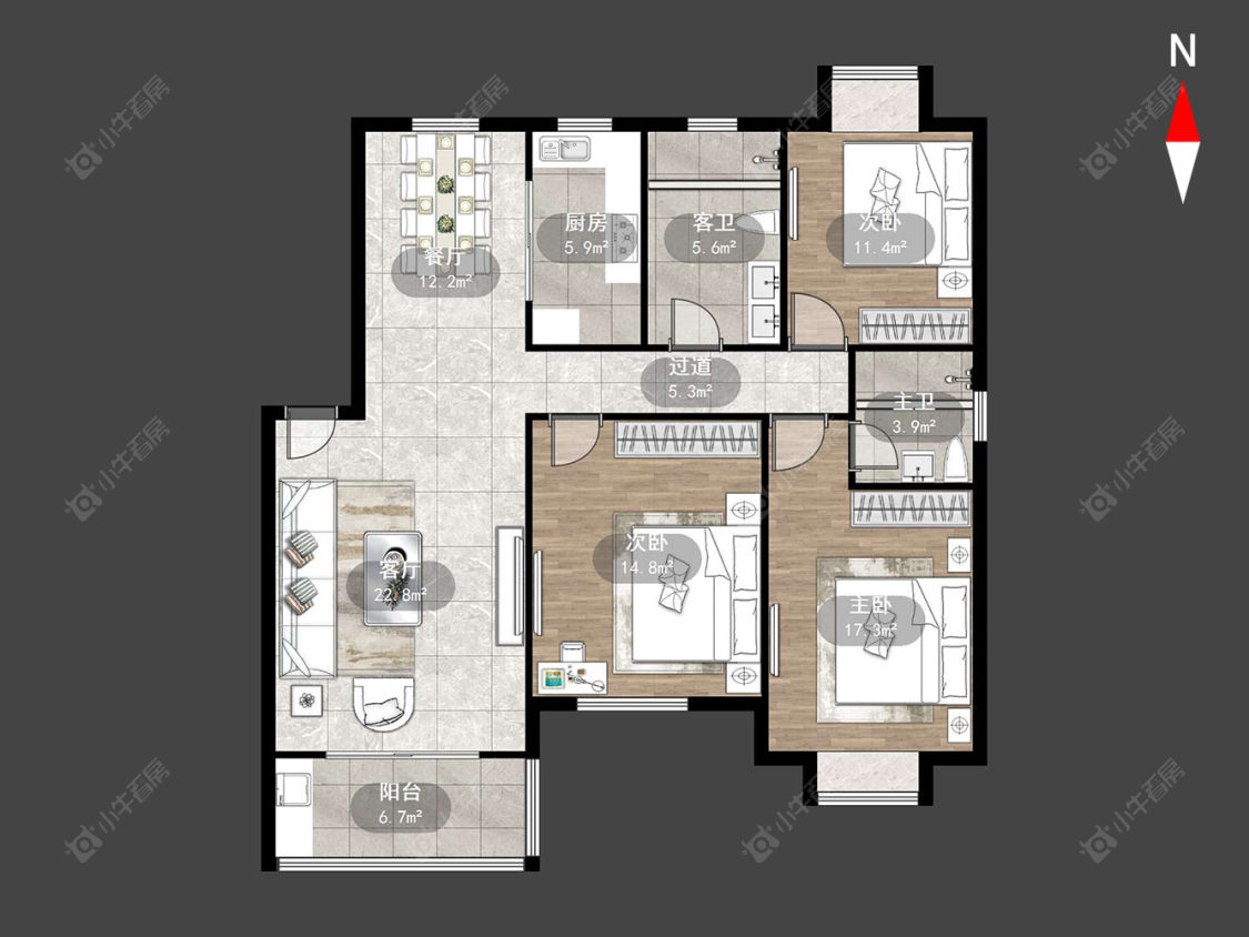 常州中天花园在售二手房源户型图_小牛看房
