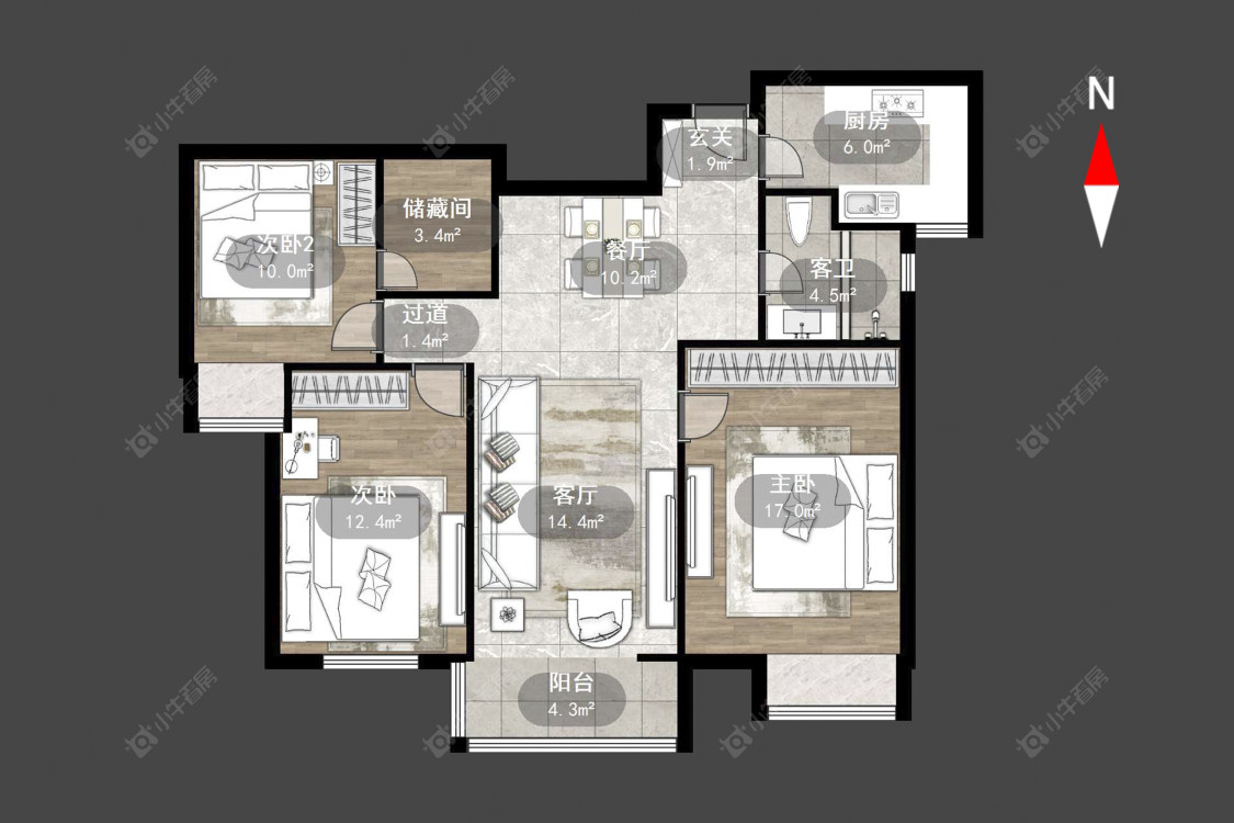 常州随园锦湖公寓在售二手房源户型图_小牛看房