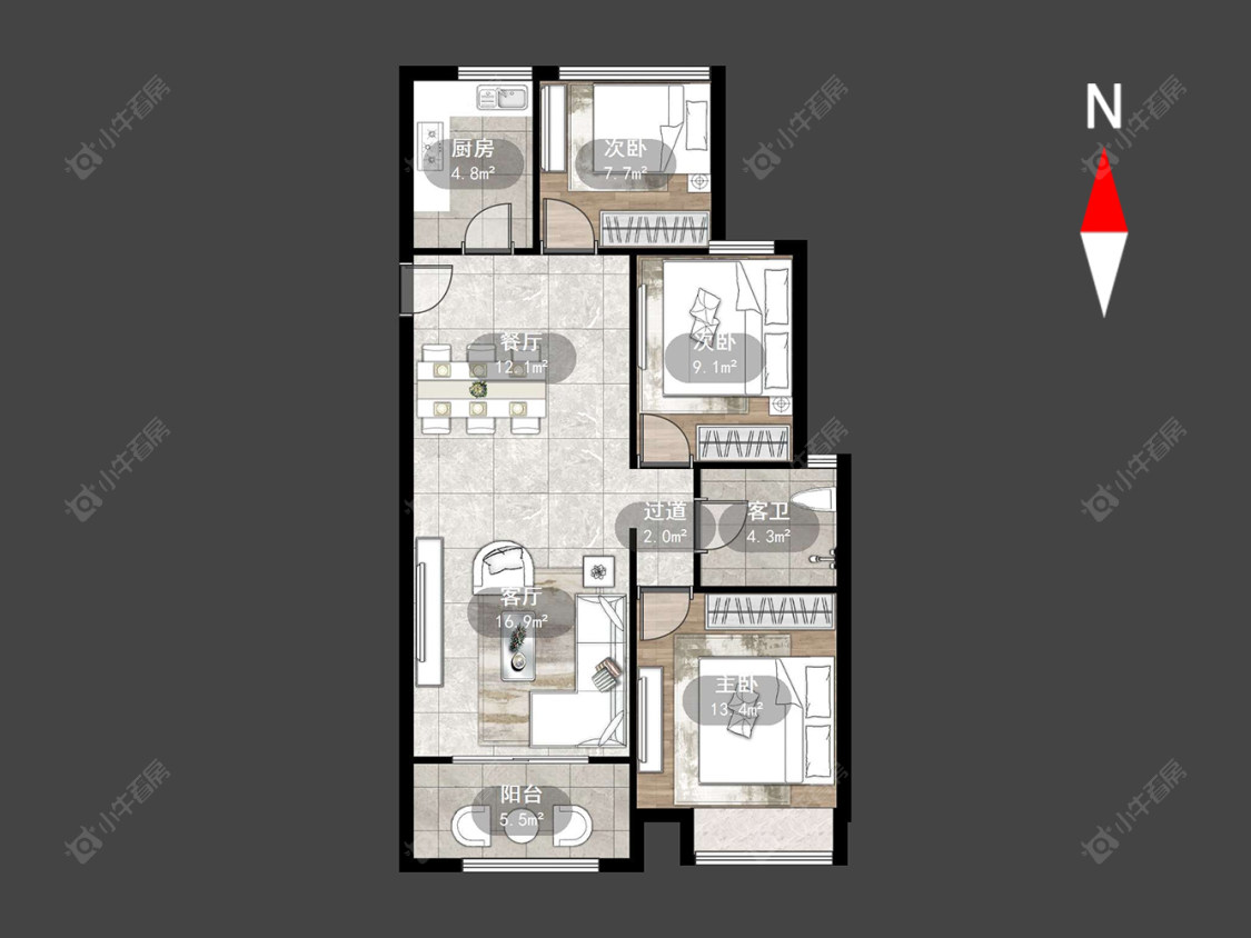 路劲城市主场房源户型图 常州路劲城市主场在售二手房源户型图_小牛看房