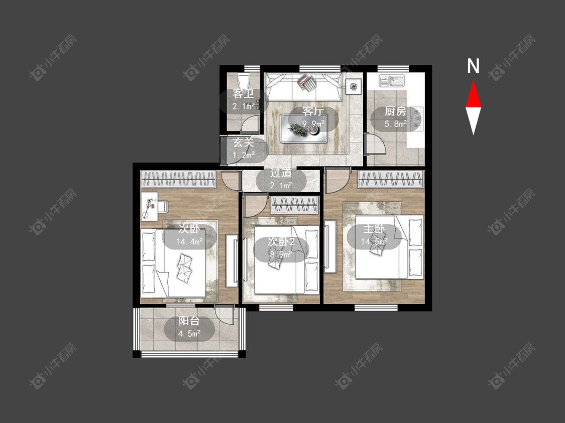 北环新村房源户型图 常州北环新村在售二手房源户型图_小牛看房