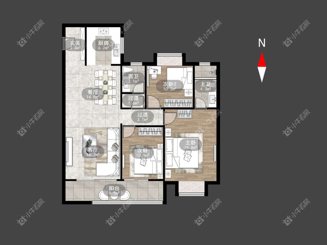 常州秀江南水岸名苑在租房源户型图_小牛看房