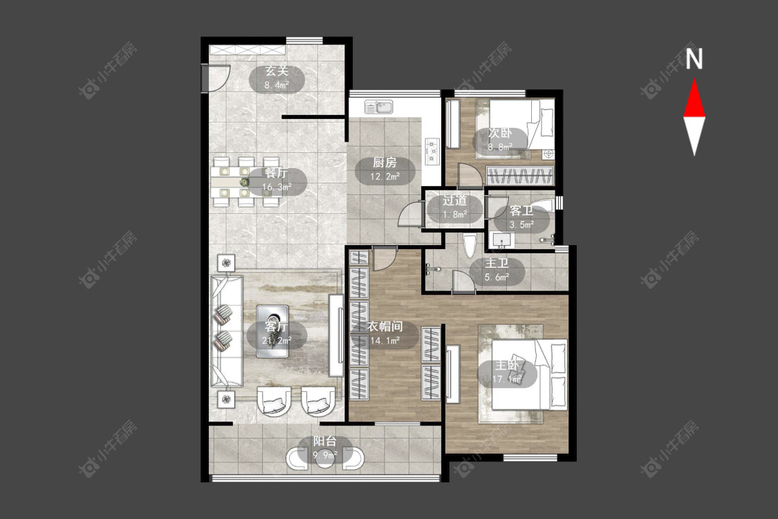 常州美的国宾府在售二手房源户型图_小牛看房
