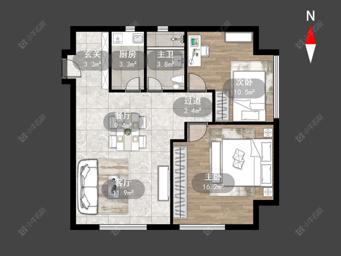 常州莱蒙双子星座公寓在售二手房源户型图_小牛看房