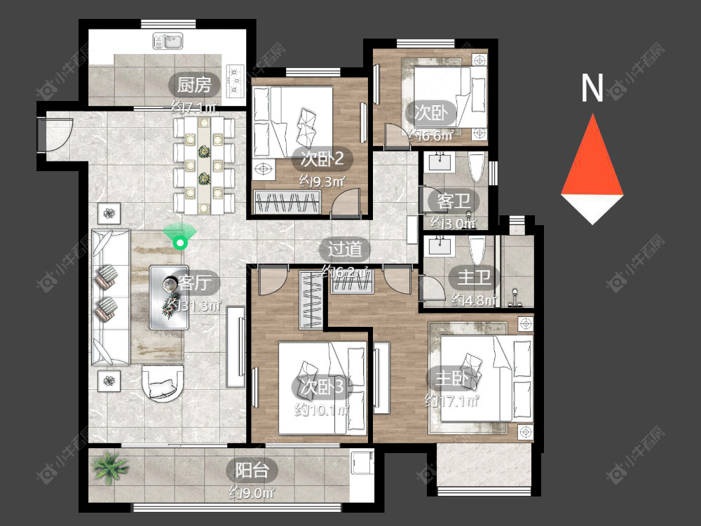 常州美的国宾府在售二手房源户型图_小牛看房