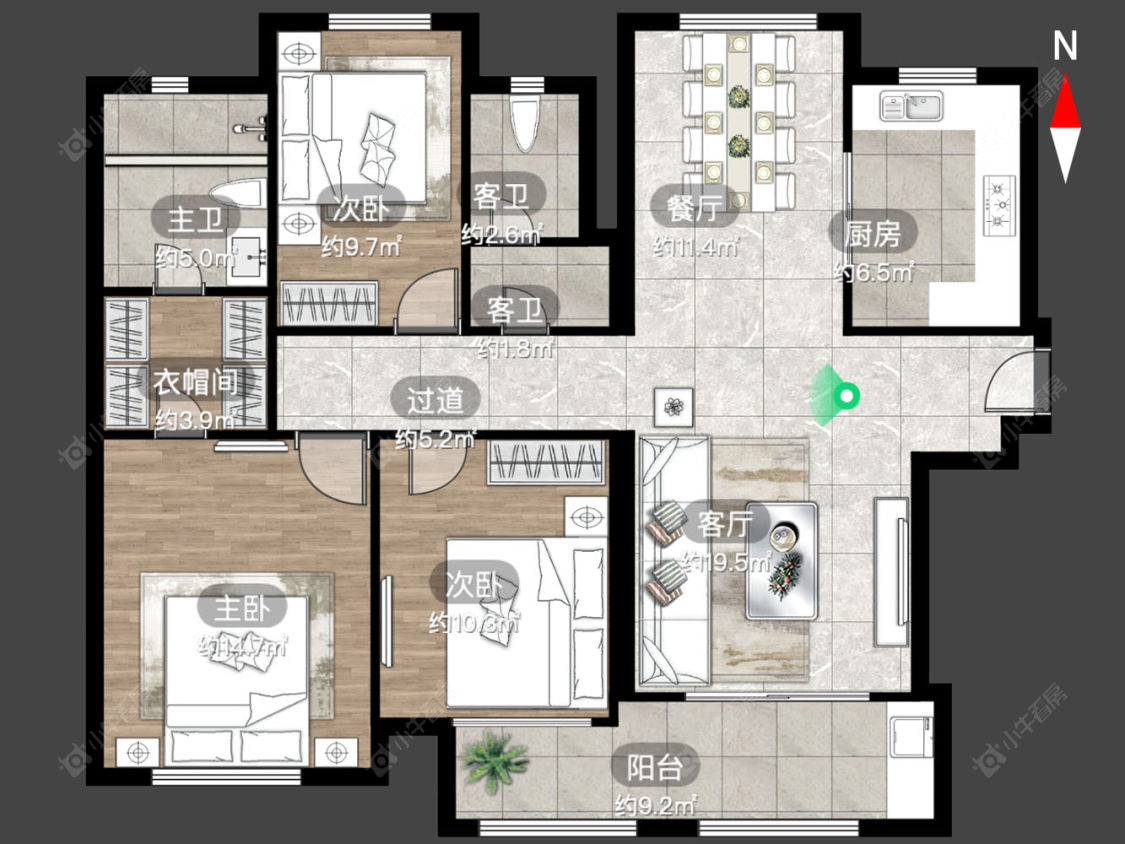 常州公园壹号四期在售二手房源户型图_小牛看房