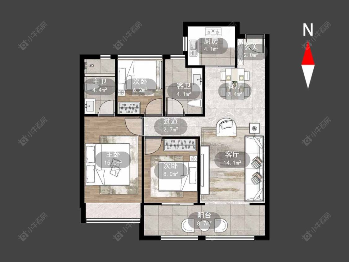常州嘉宏蓝爵在售二手房源户型图_小牛看房
