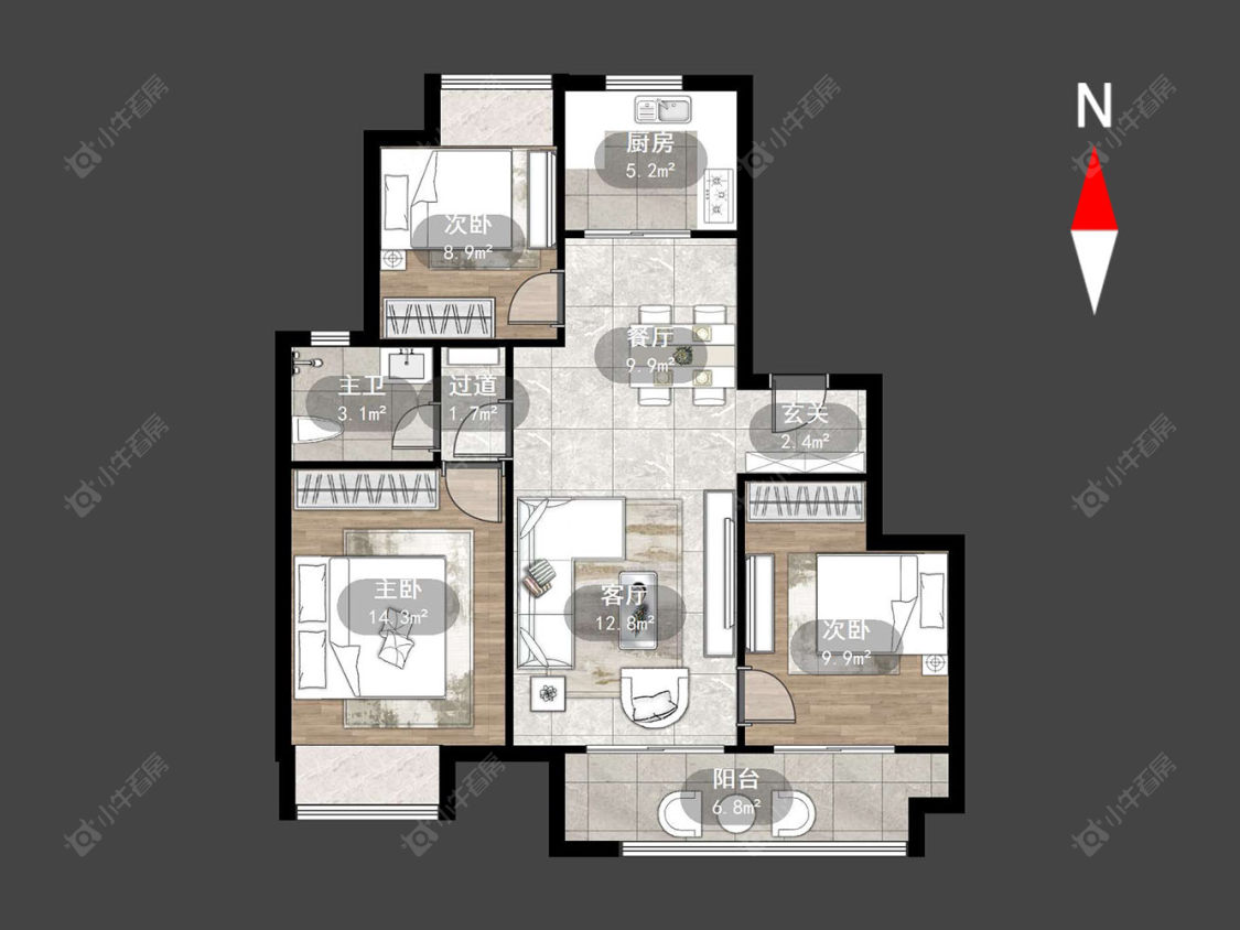 常州昱湖上观在售二手房源户型图_小牛看房