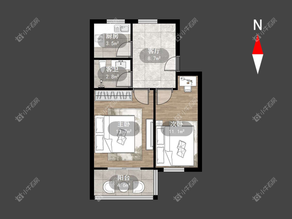 常州勤业四村北区在租房源户型图_小牛看房