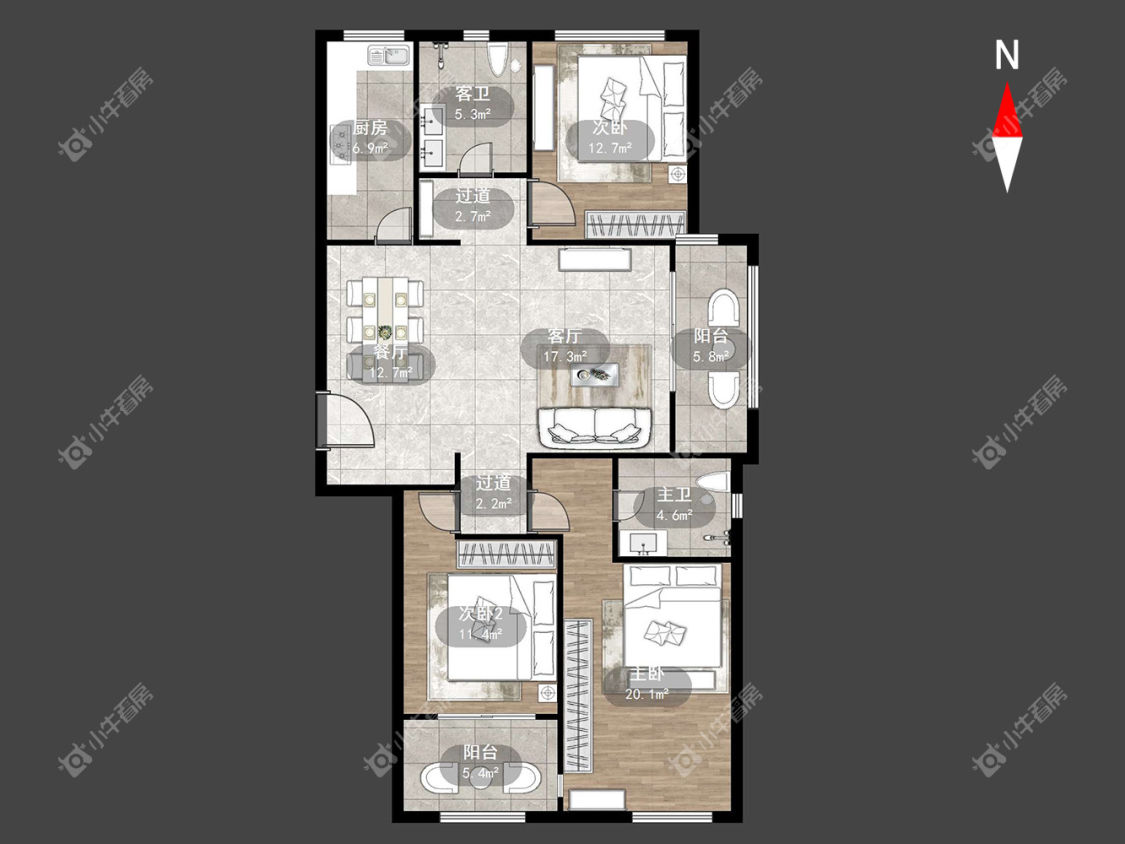 常州公园壹号四期在租房源户型图_小牛看房