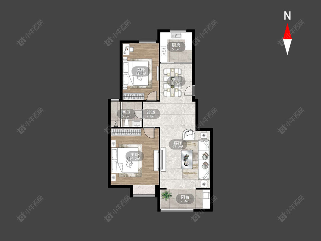 常州青竹苑B区在售二手房源户型图_小牛看房