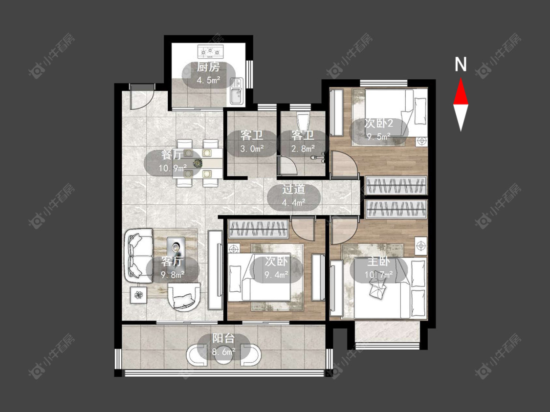 常州牡丹招商公园学府在售二手房源户型图_小牛看房