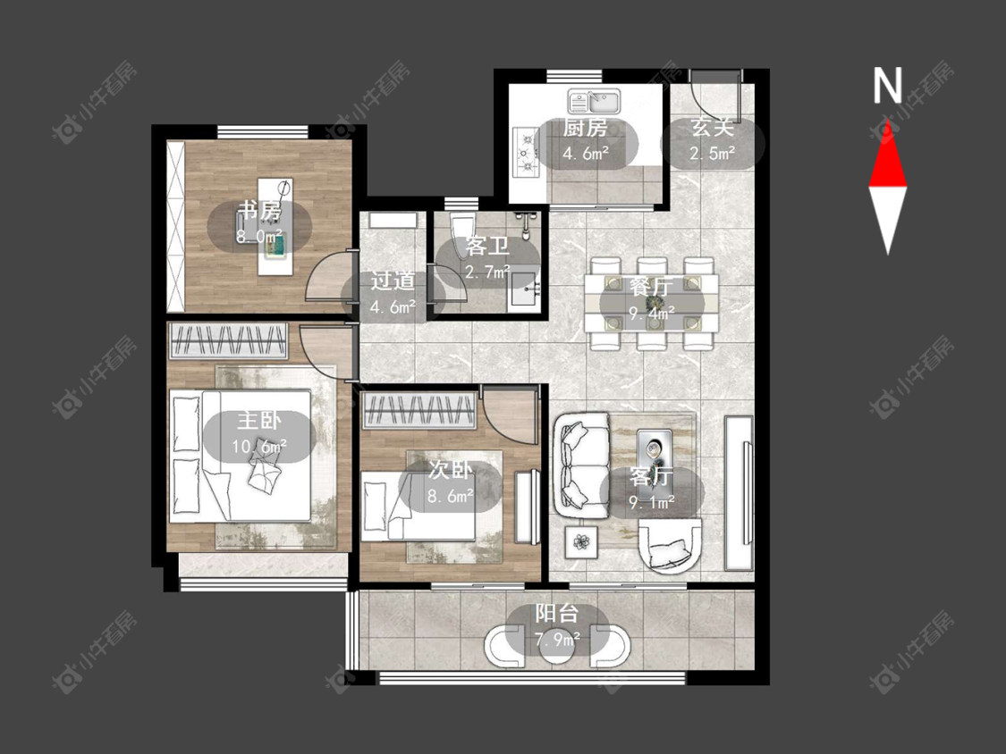 常州中梁金科启宸在售二手房源户型图_小牛看房