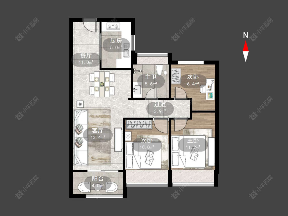 常州万达光语未来一期在售二手房源户型图_小牛看房