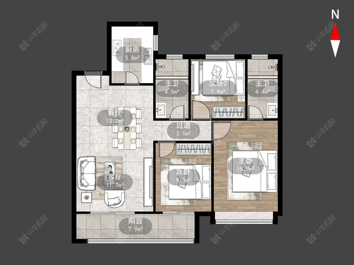 常州津德嘉苑在售二手房源户型图_小牛看房