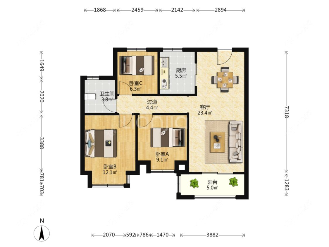 华润国际五期房源户型图 常州华润国际五期在租房源户型图_小牛看房