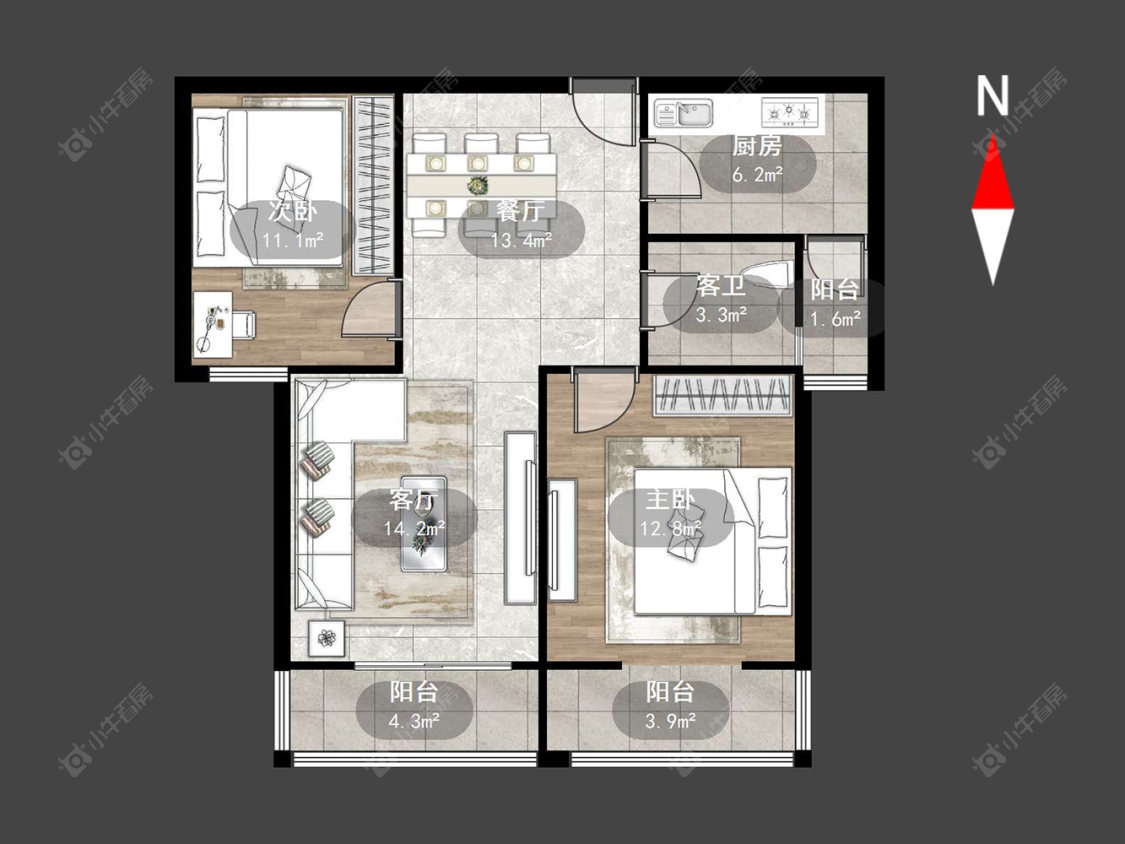 莱蒙城公园里房源户型图 常州莱蒙城公园里在售二手房源户型图_小牛看房