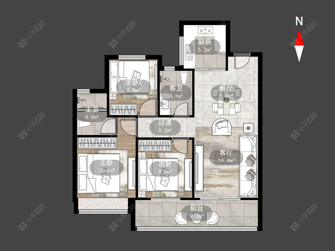 常州中梁金科启宸在售二手房源户型图_小牛看房