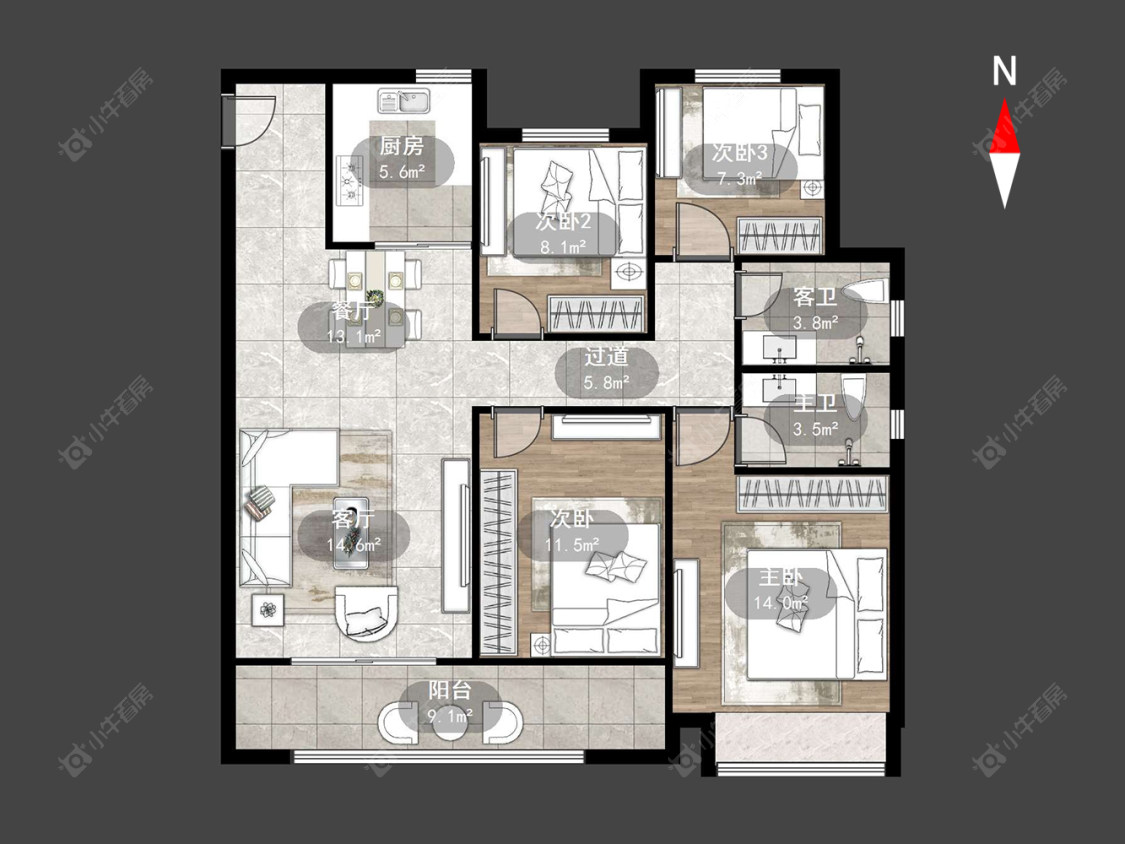 常州中梁金科启宸在售二手房源户型图_小牛看房