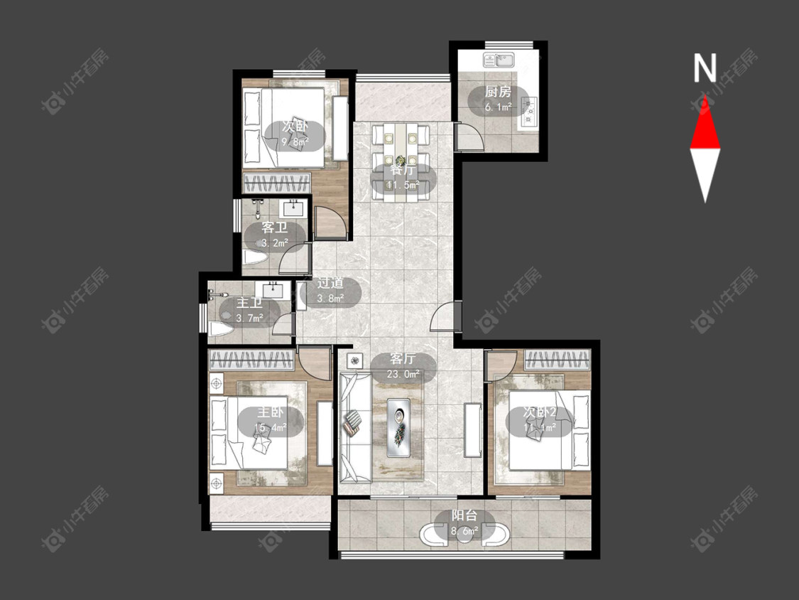 常州牡丹三江公馆在售二手房源户型图_小牛看房