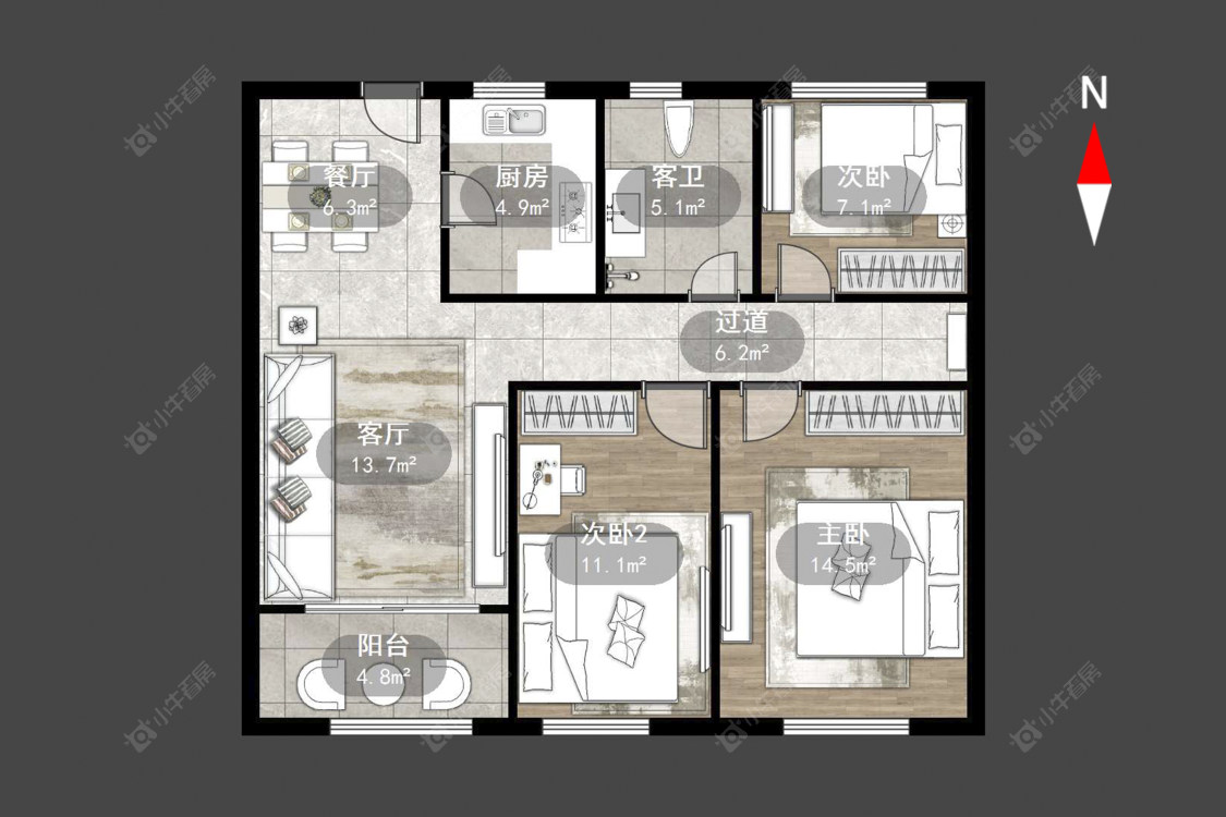 常州紫金城北区在售二手房源户型图_小牛看房